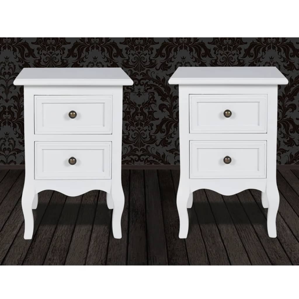 Table de chevet 2 pcs avec 2 tiroirs MDF Blanc - XIOS
