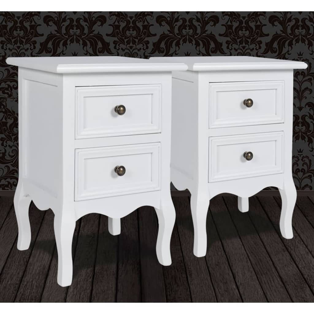 Table de chevet 2 pcs avec 2 tiroirs MDF Blanc - XIOS
