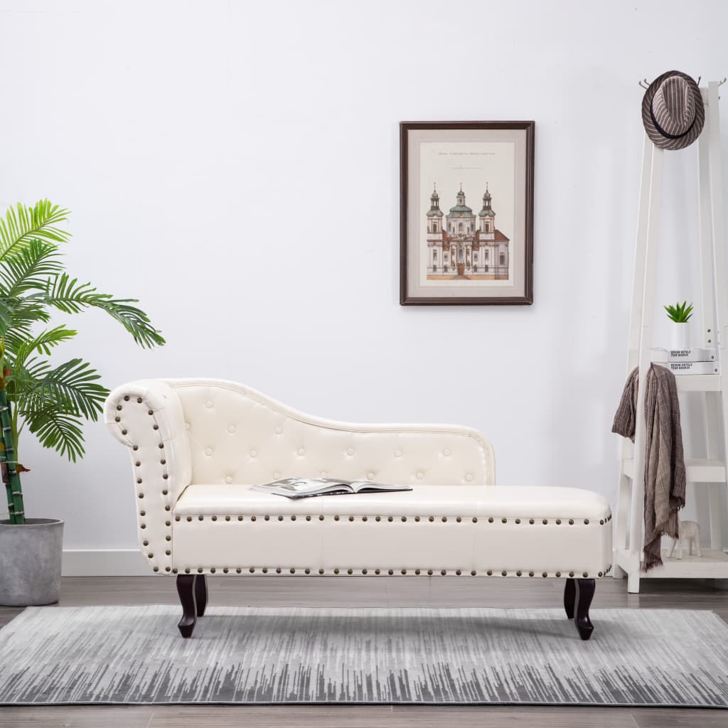 Chaise longue Blanc crème Similicuir - XIOS