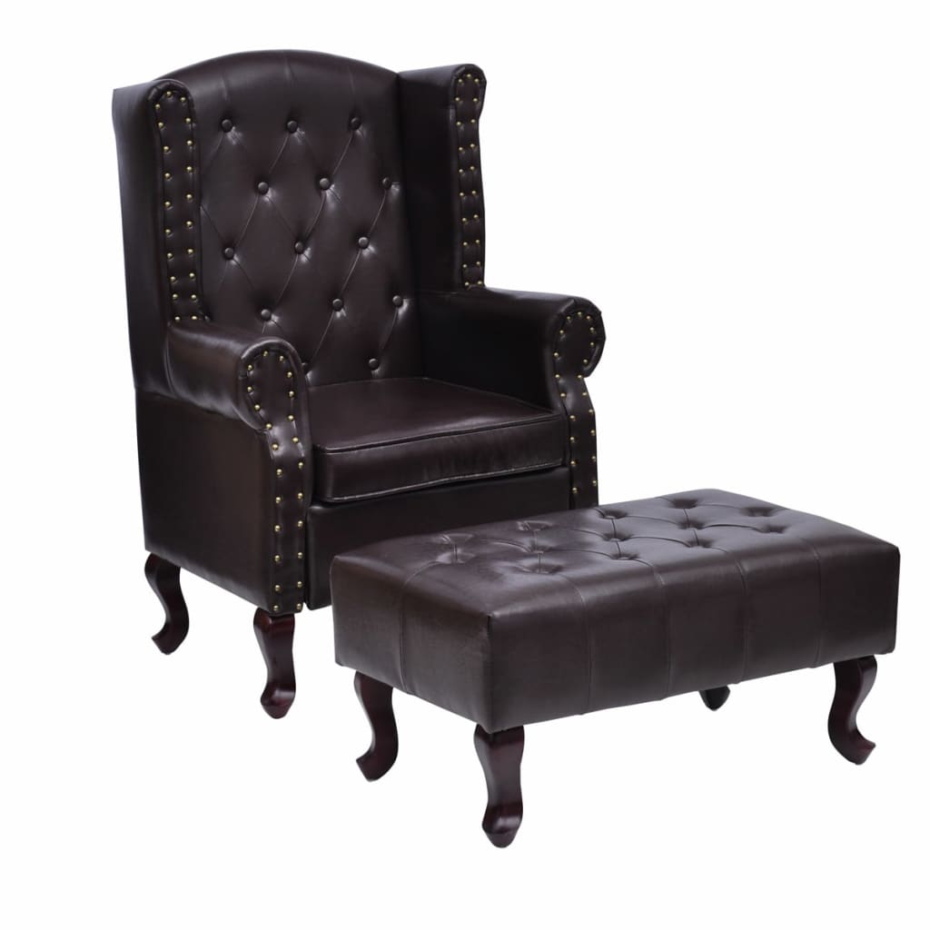 Fauteuil avec repose-pied Marron foncé Similicuir - XIOS
