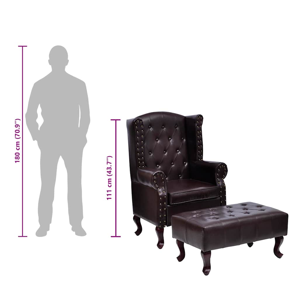 Fauteuil avec repose-pied Marron foncé Similicuir - XIOS