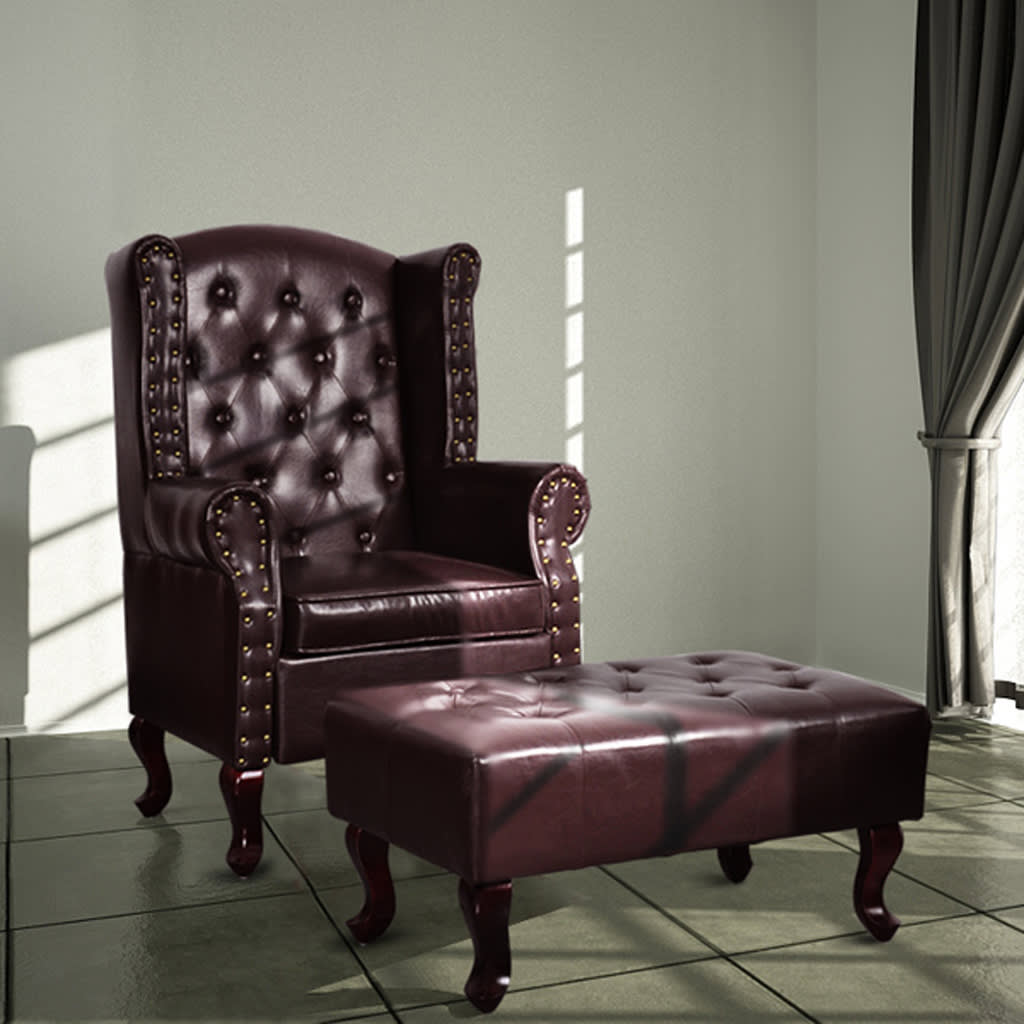 Fauteuil avec repose-pied Marron foncé Similicuir - XIOS