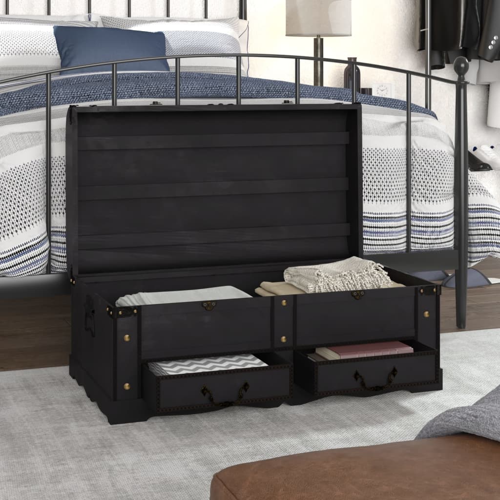 Coffre de rangement en bois Large Noir - XIOS