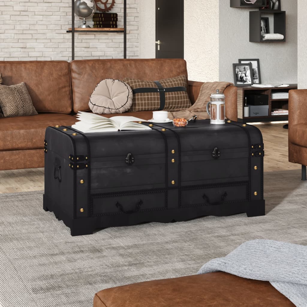 Coffre de rangement en bois Large Noir - XIOS