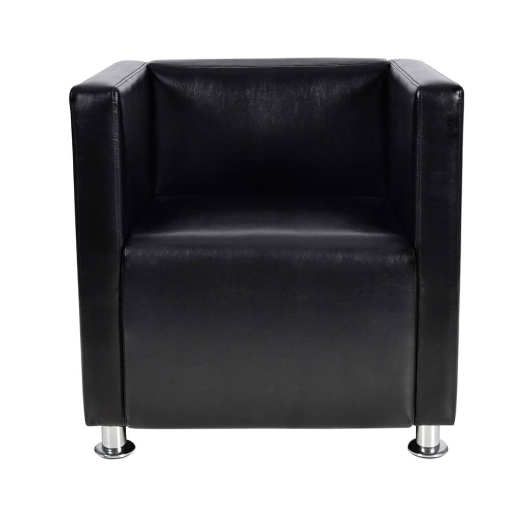 Fauteuil cube noir similicuir - XIOS