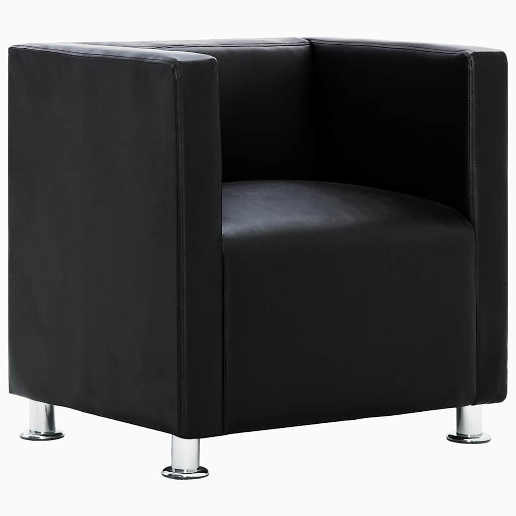 Fauteuil cube noir similicuir - XIOS