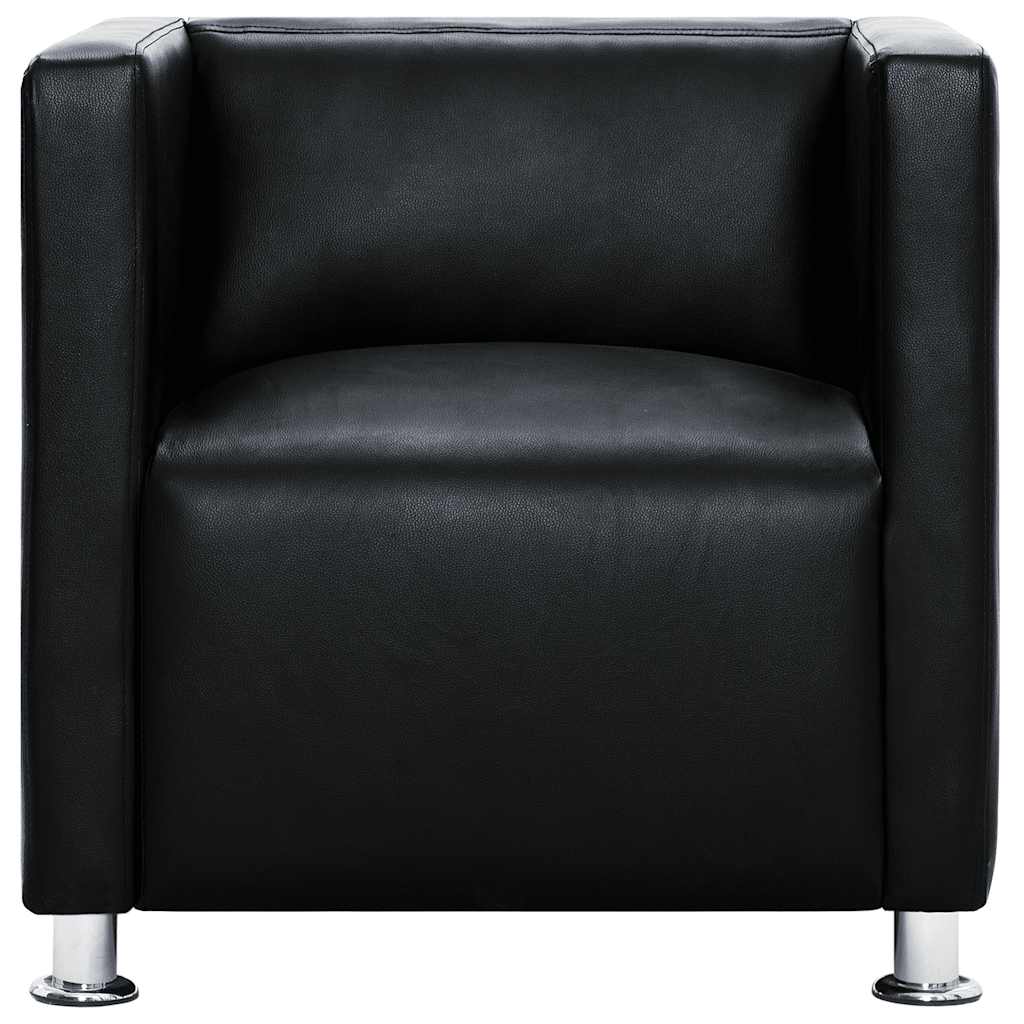 Fauteuil cube noir similicuir - XIOS
