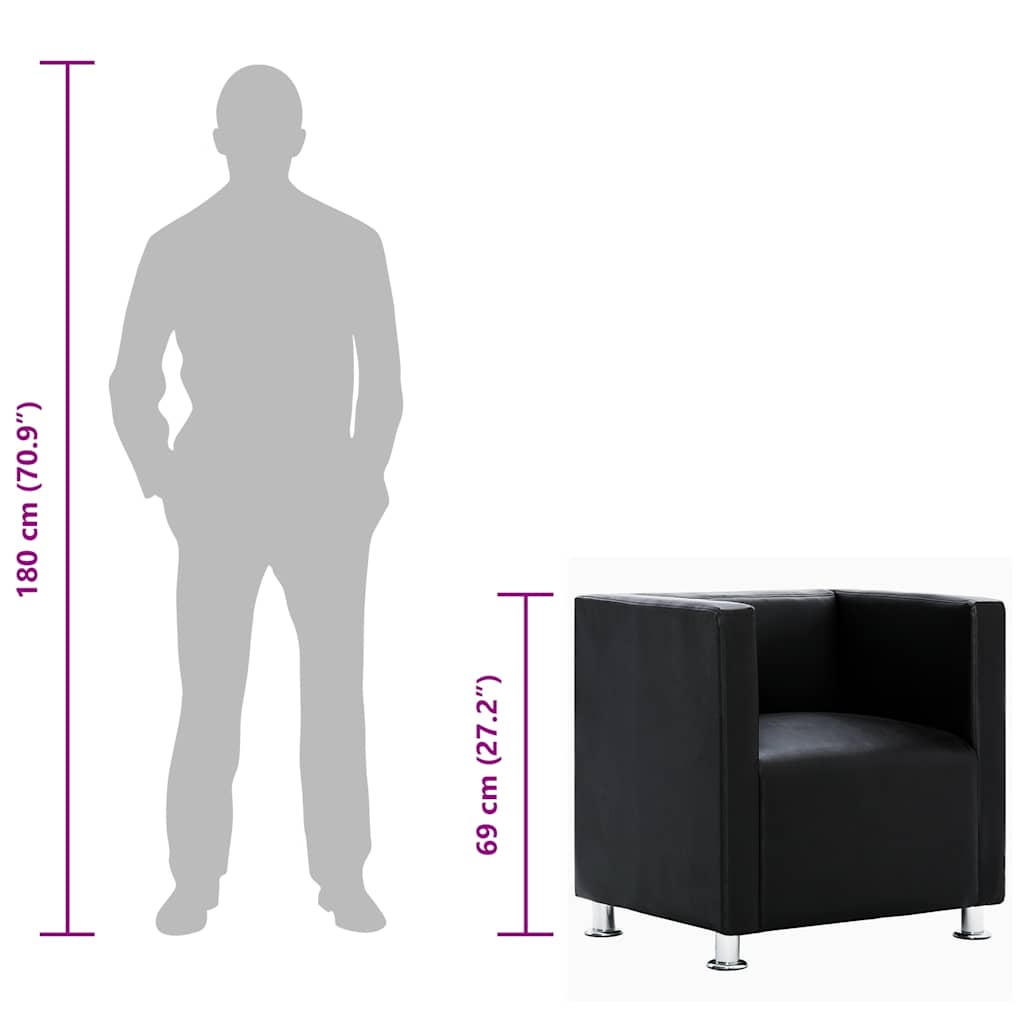 Fauteuil cube noir similicuir - XIOS