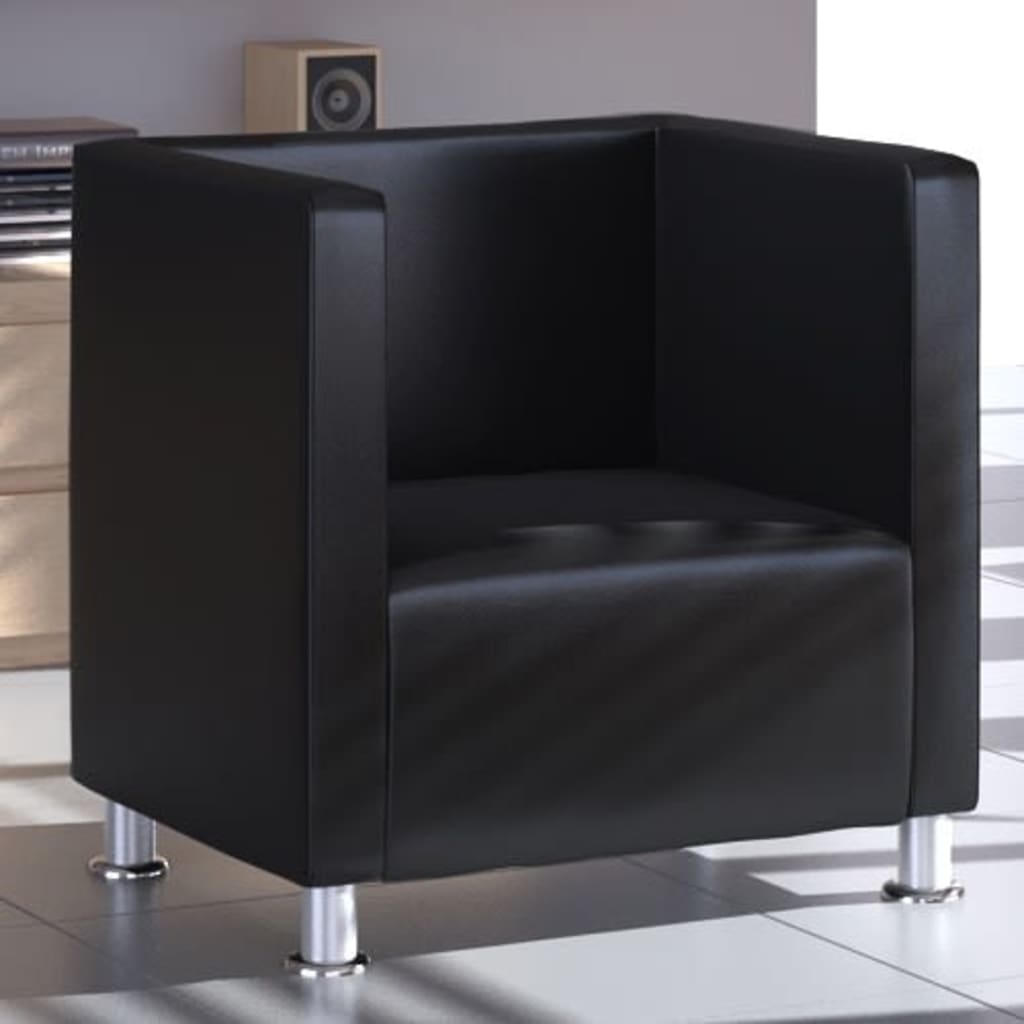 Fauteuil cube noir similicuir - XIOS