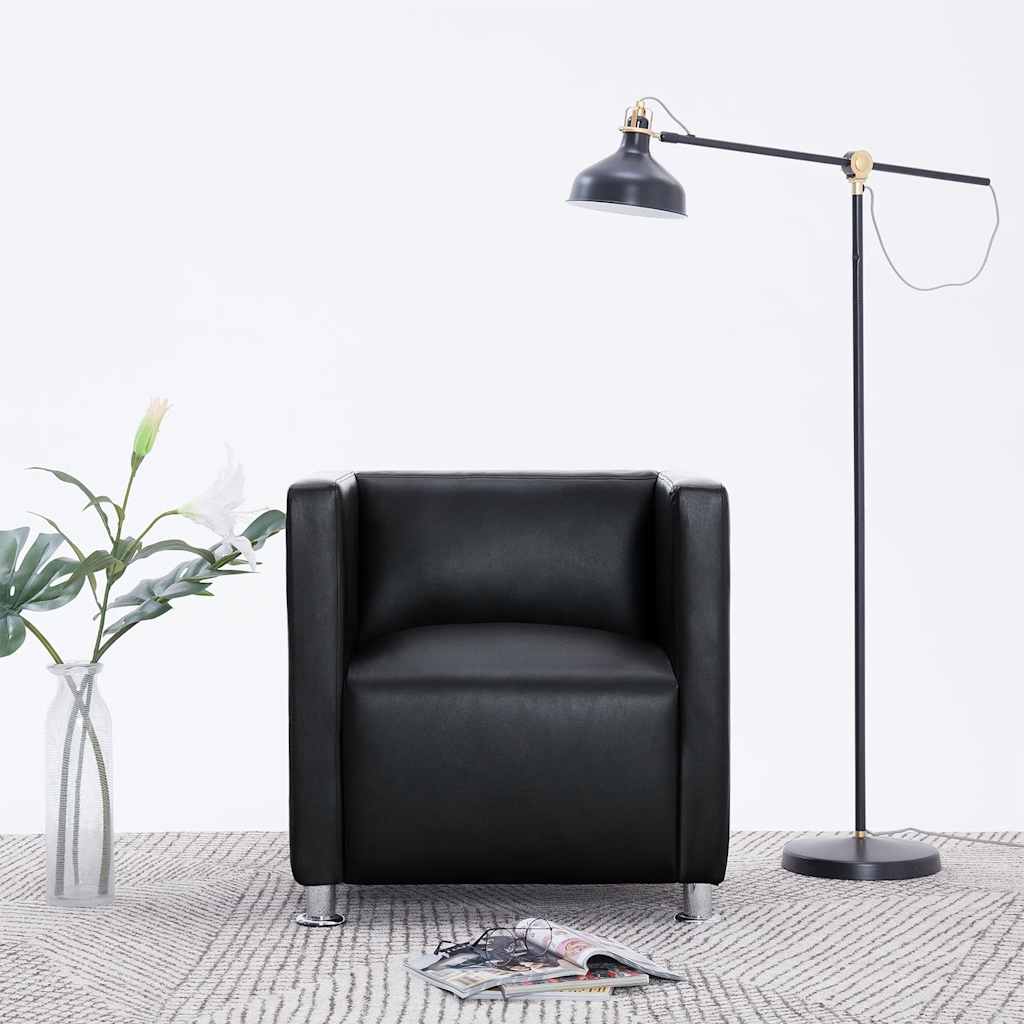 Fauteuil cube noir similicuir - XIOS
