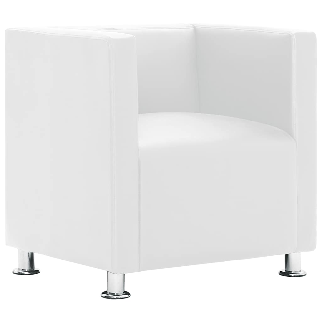 Fauteuil cube blanc simili cuir - XIOS