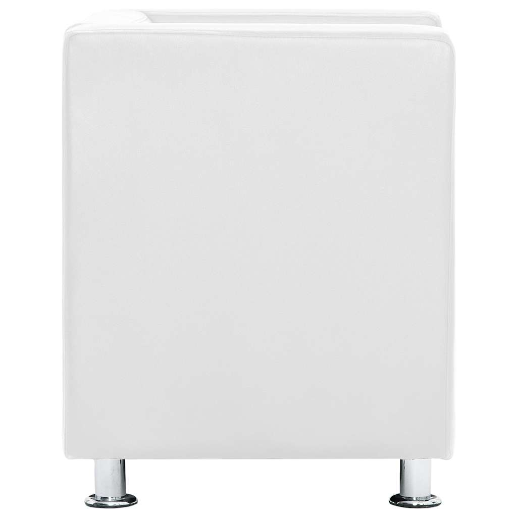 Fauteuil cube blanc simili cuir - XIOS