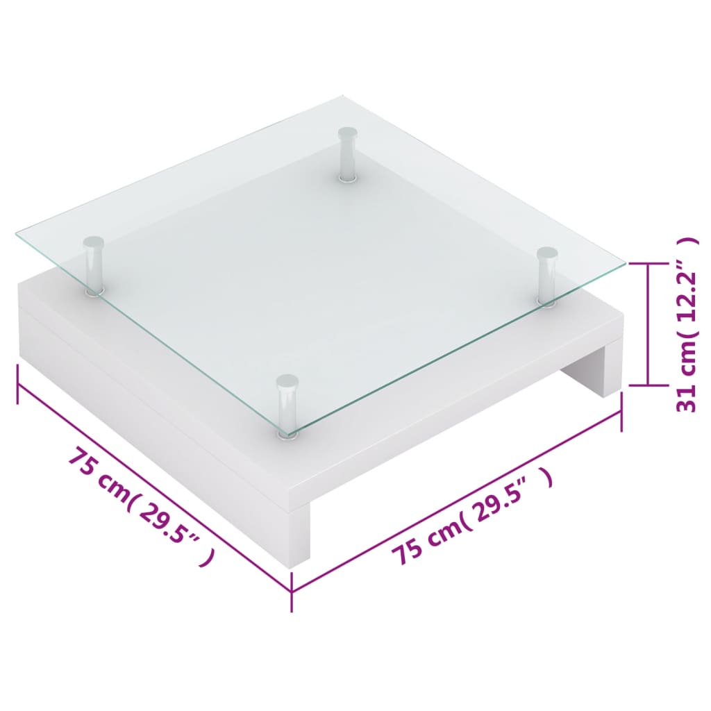 Table basse avec dessus de table en verre Blanc - XIOS