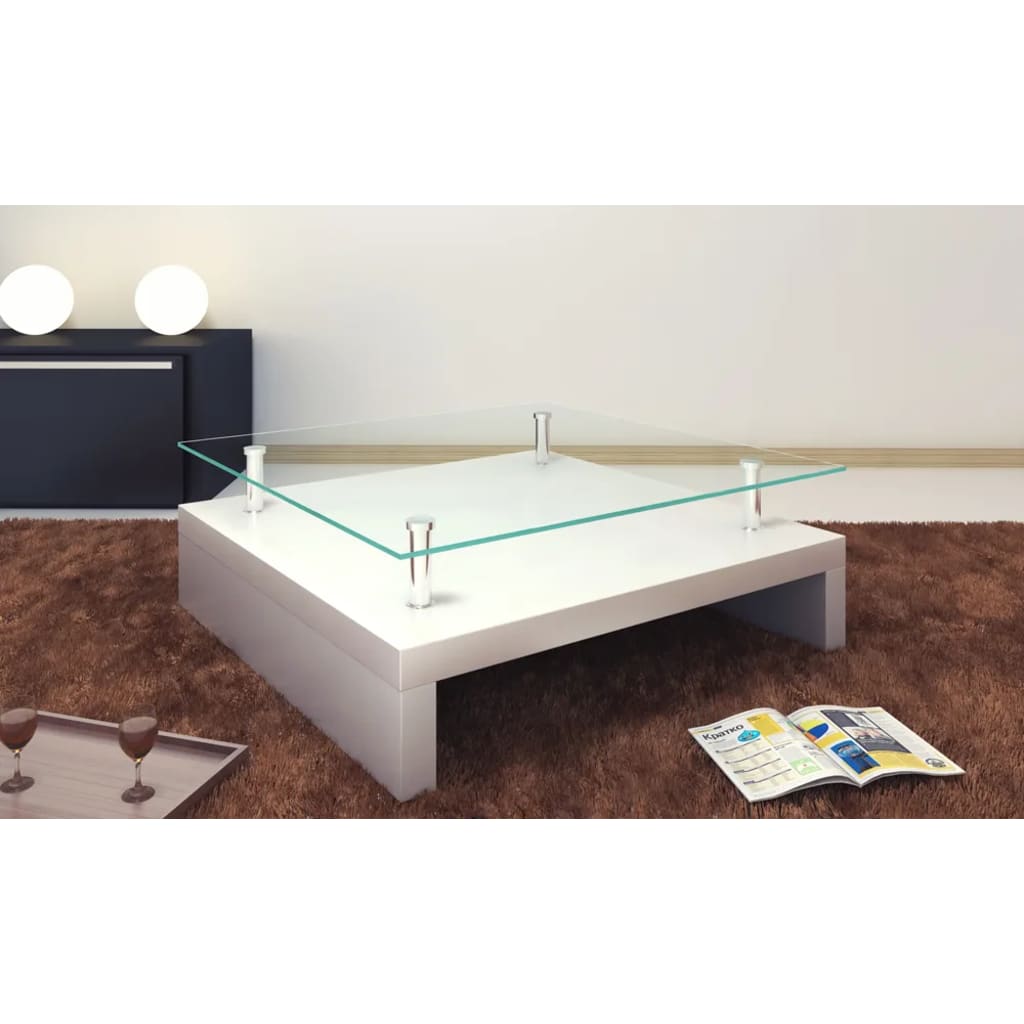 Table basse avec dessus de table en verre Blanc - XIOS