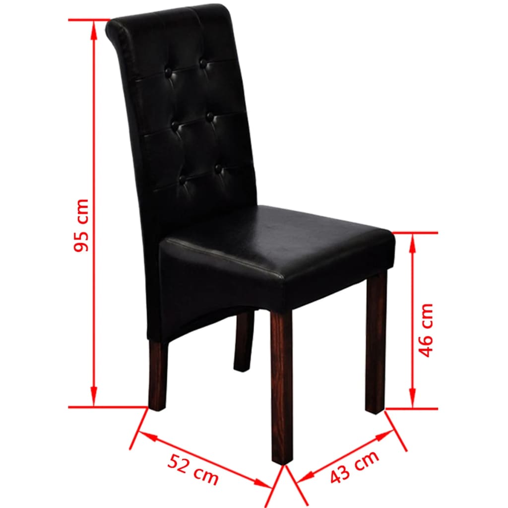 Chaises à manger lot de 4 noir similicuir - XIOS
