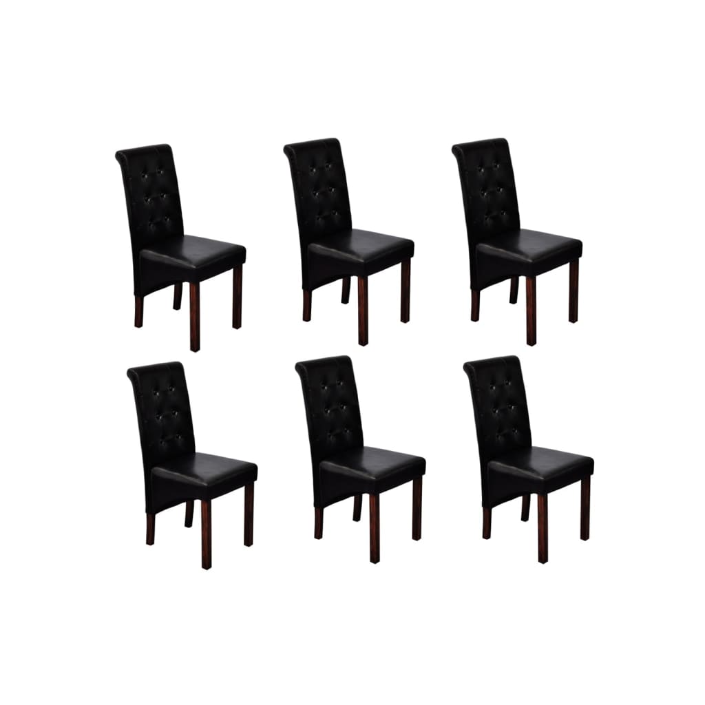 Chaises à manger lot de 6 noir similicuir - XIOS