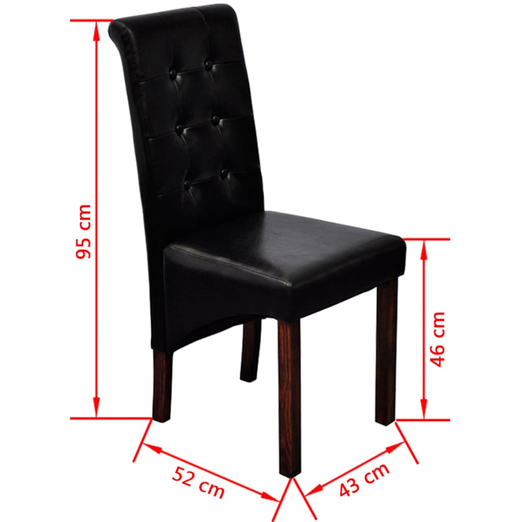 Chaises à manger lot de 6 noir similicuir - XIOS