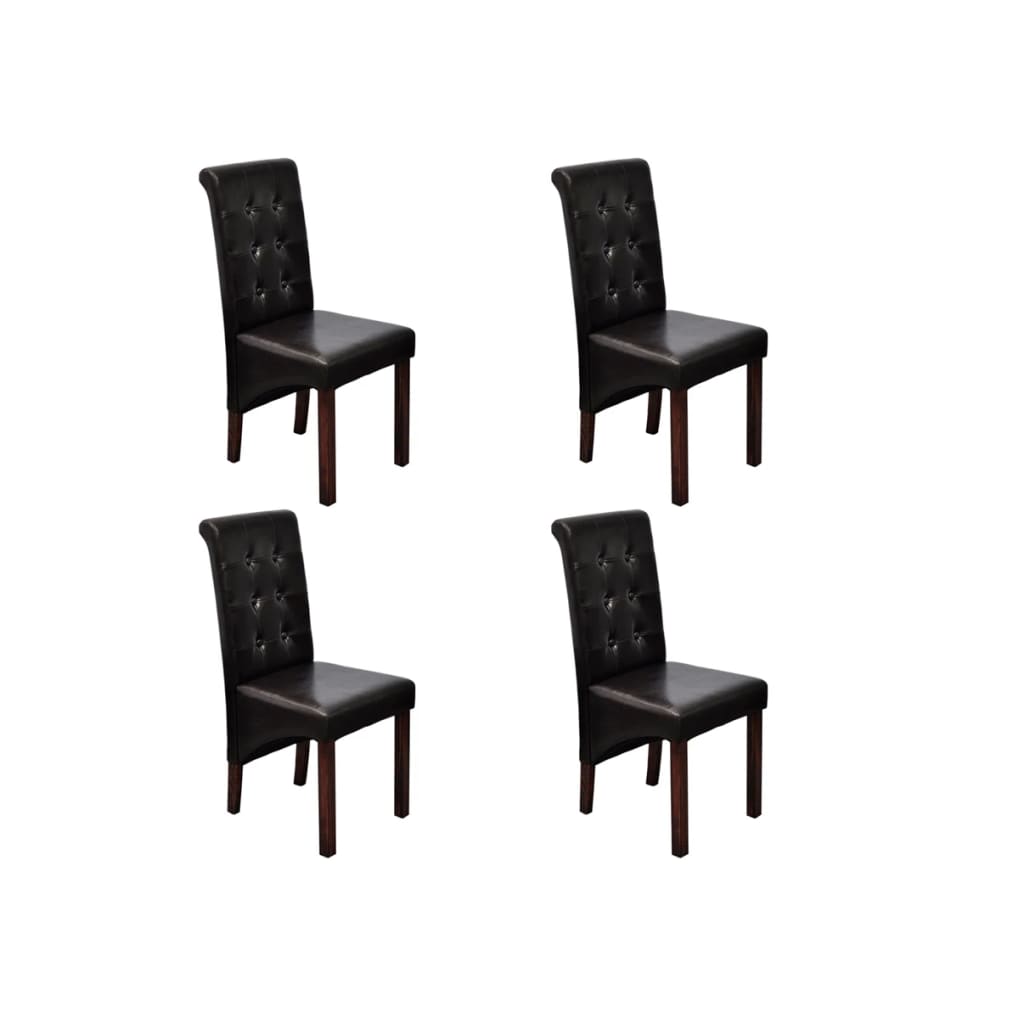 Chaises à manger lot de 4 marron similicuir - XIOS
