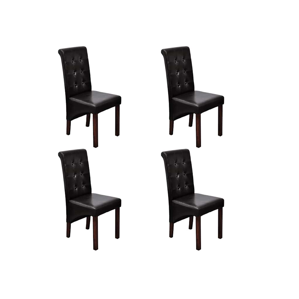 Chaises à manger lot de 4 marron similicuir - XIOS