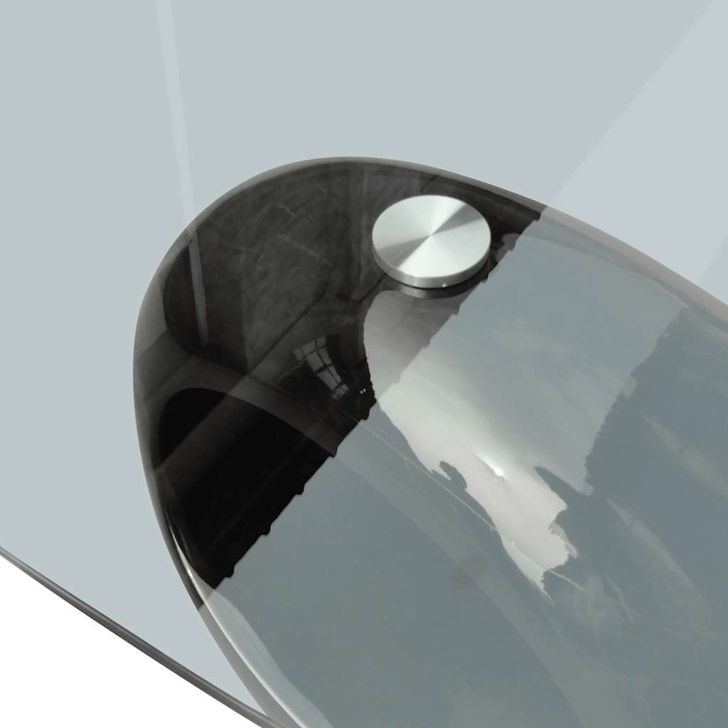 Table basse avec dessus de table en verre ovale Noir brillant - XIOS