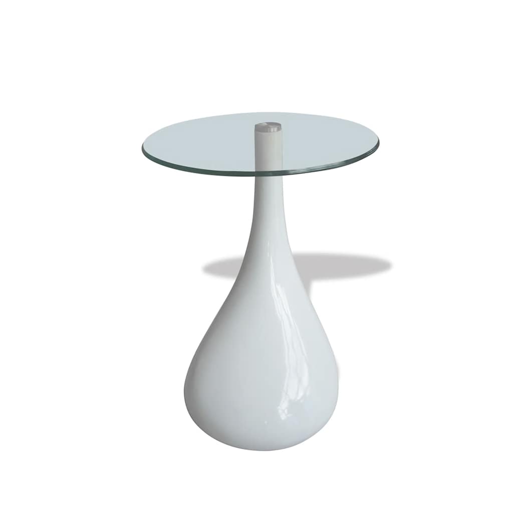 Table basse avec dessus de table en verre rond Blanc brillant - XIOS