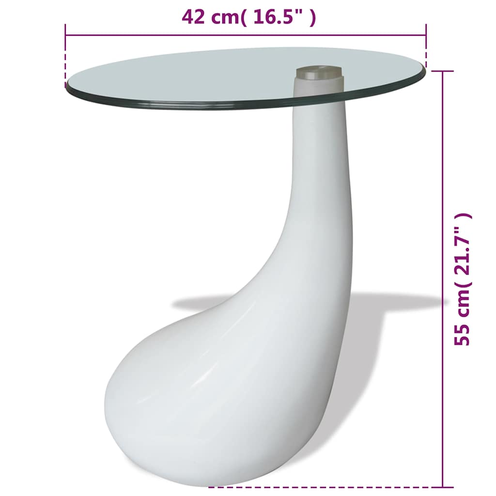 Table basse avec dessus de table en verre rond Blanc brillant - XIOS