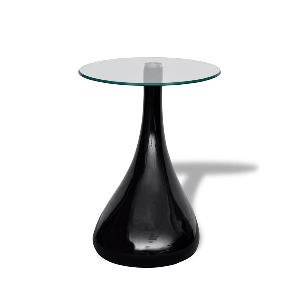 Table basse avec dessus de table en verre rond Noir brillant - XIOS