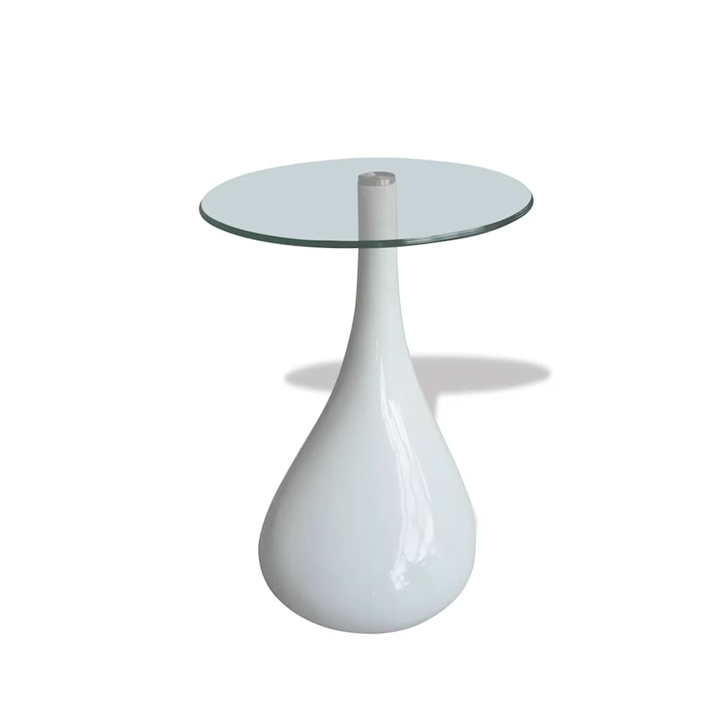 Table basse et dessus de table Verre rond Blanc brillant 2 pcs - XIOS