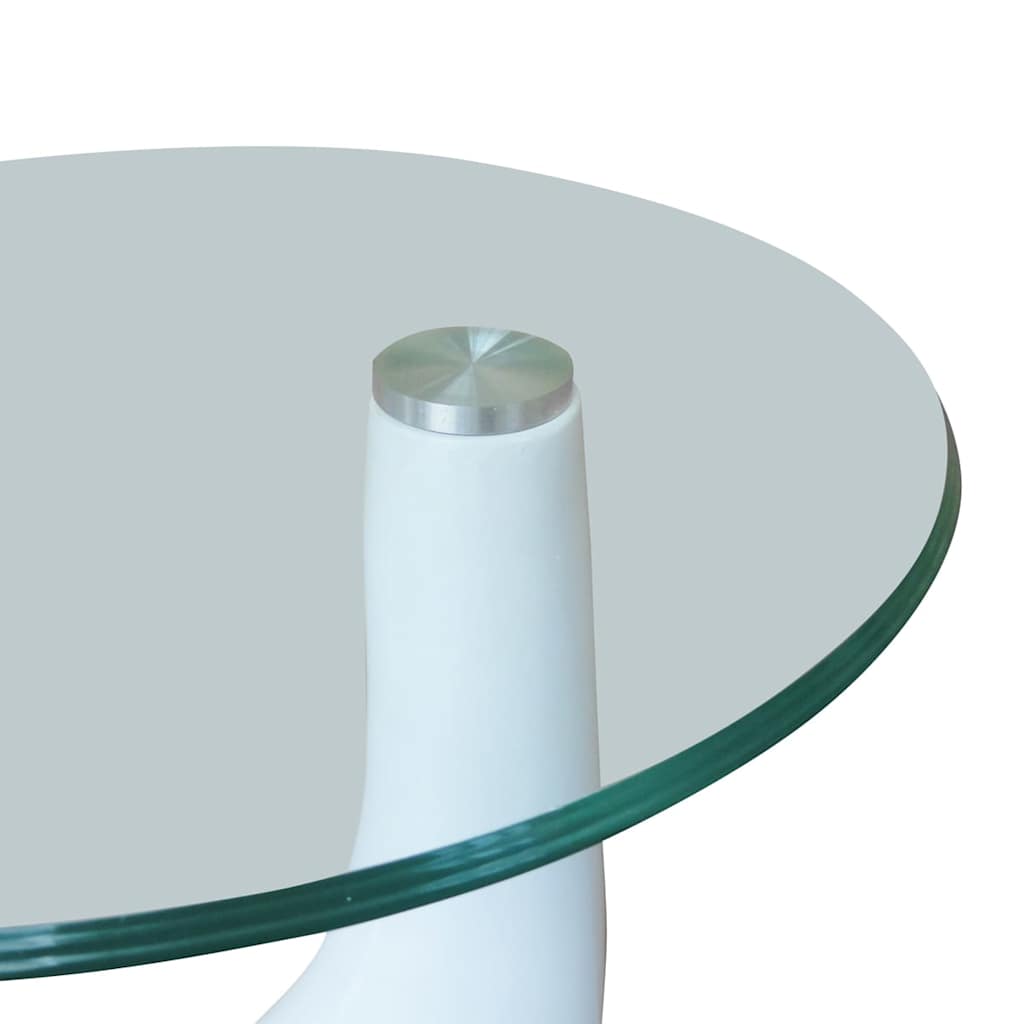 Table basse et dessus de table Verre rond Blanc brillant 2 pcs - XIOS