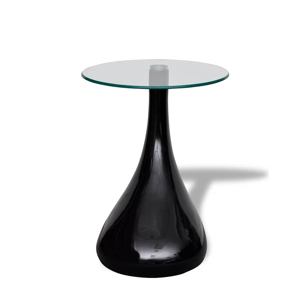 Table basse et dessus de table Verre rond Noir brillant 2 pcs - XIOS