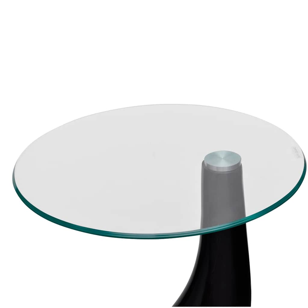 Table basse et dessus de table Verre rond Noir brillant 2 pcs - XIOS