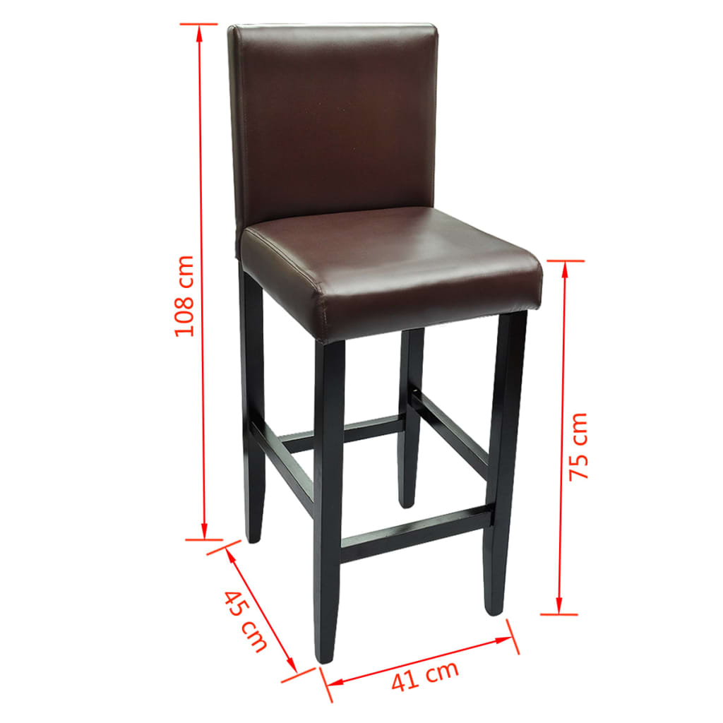 Tabourets de bar lot de 4 marron foncé similicuir - XIOS