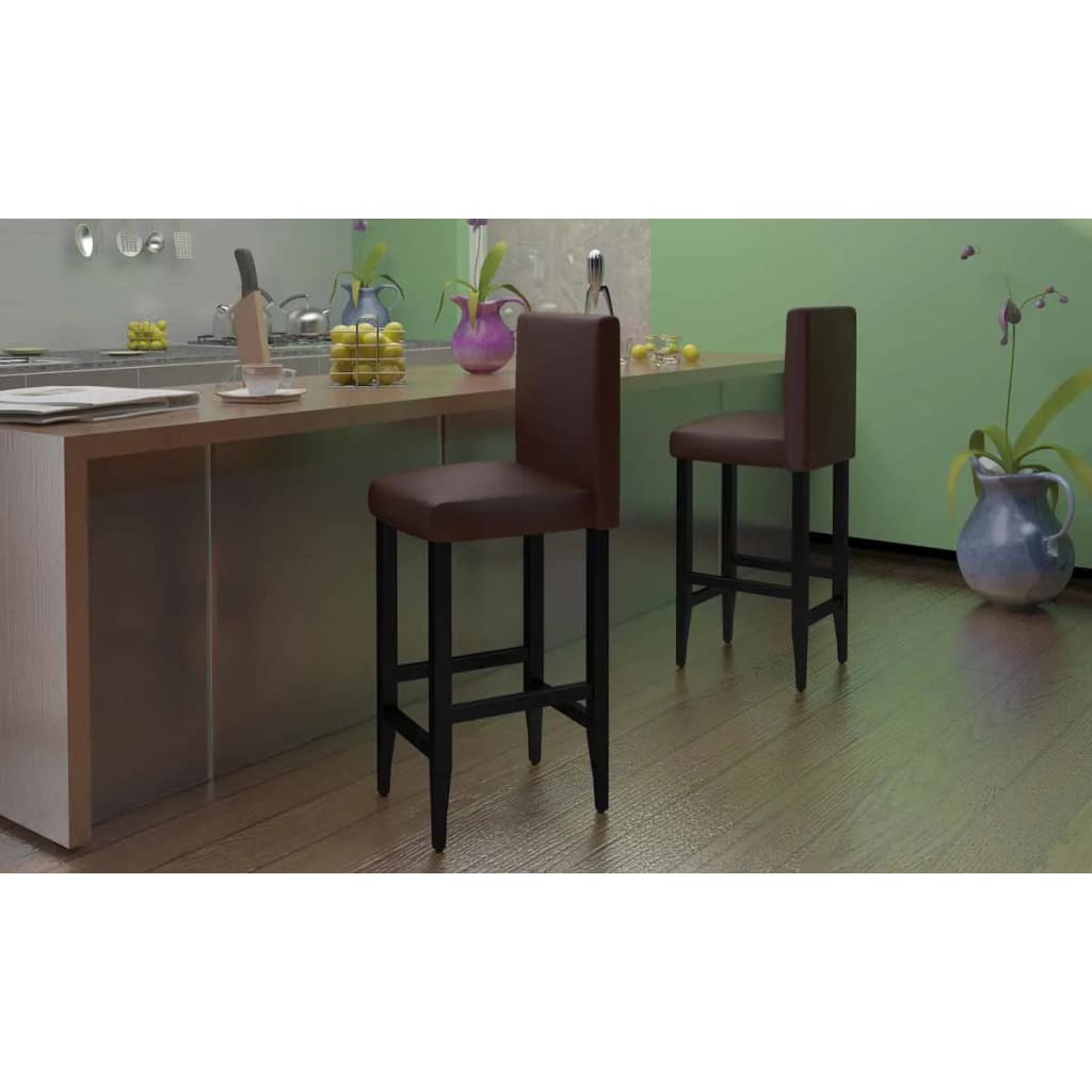 Tabourets de bar lot de 4 marron foncé similicuir - XIOS