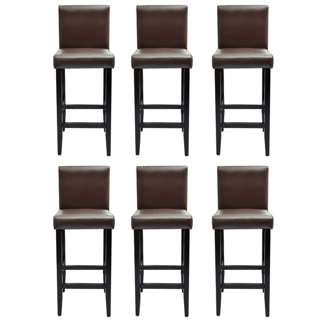 Tabourets de bar lot de 6 marron foncé similicuir - XIOS