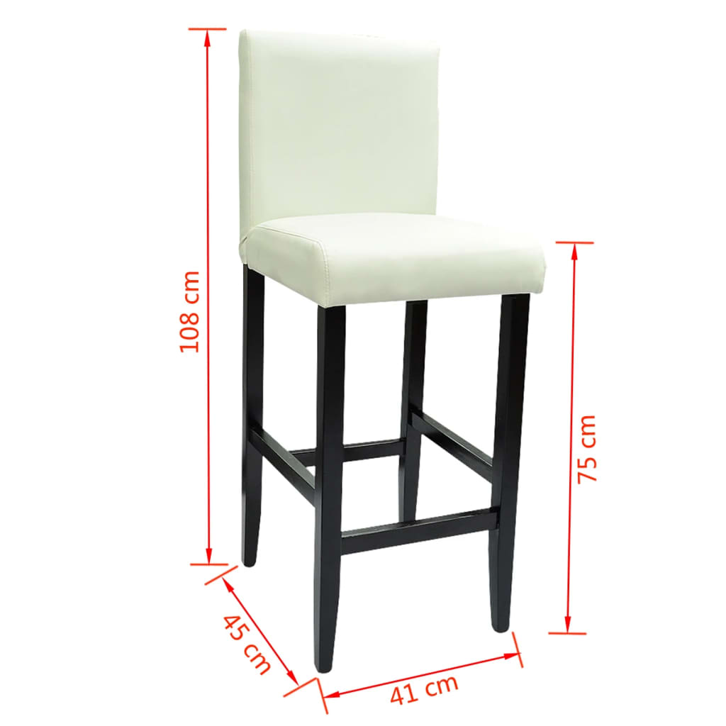Tabourets de bar lot de 6 blanc similicuir - XIOS