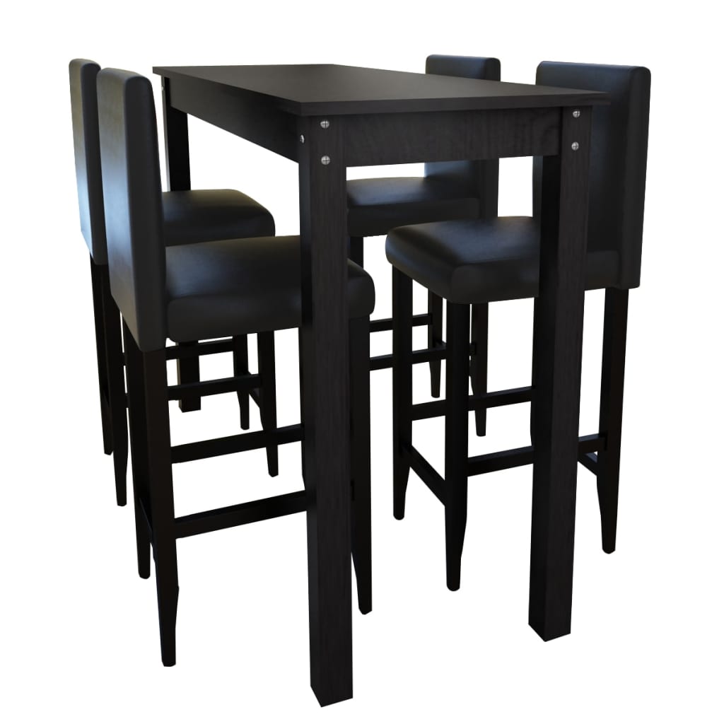 Set de 1 table de bar et 4 tabourets noir