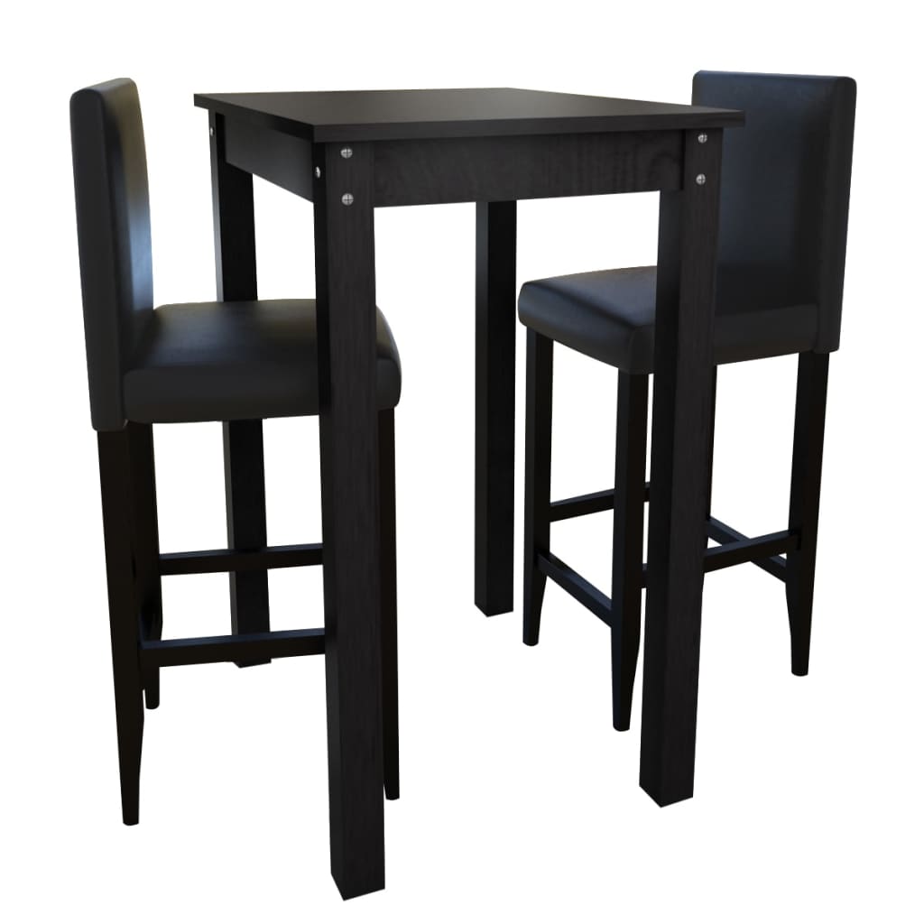 Set de 1 table de bar et 2 tabourets noir - XIOS