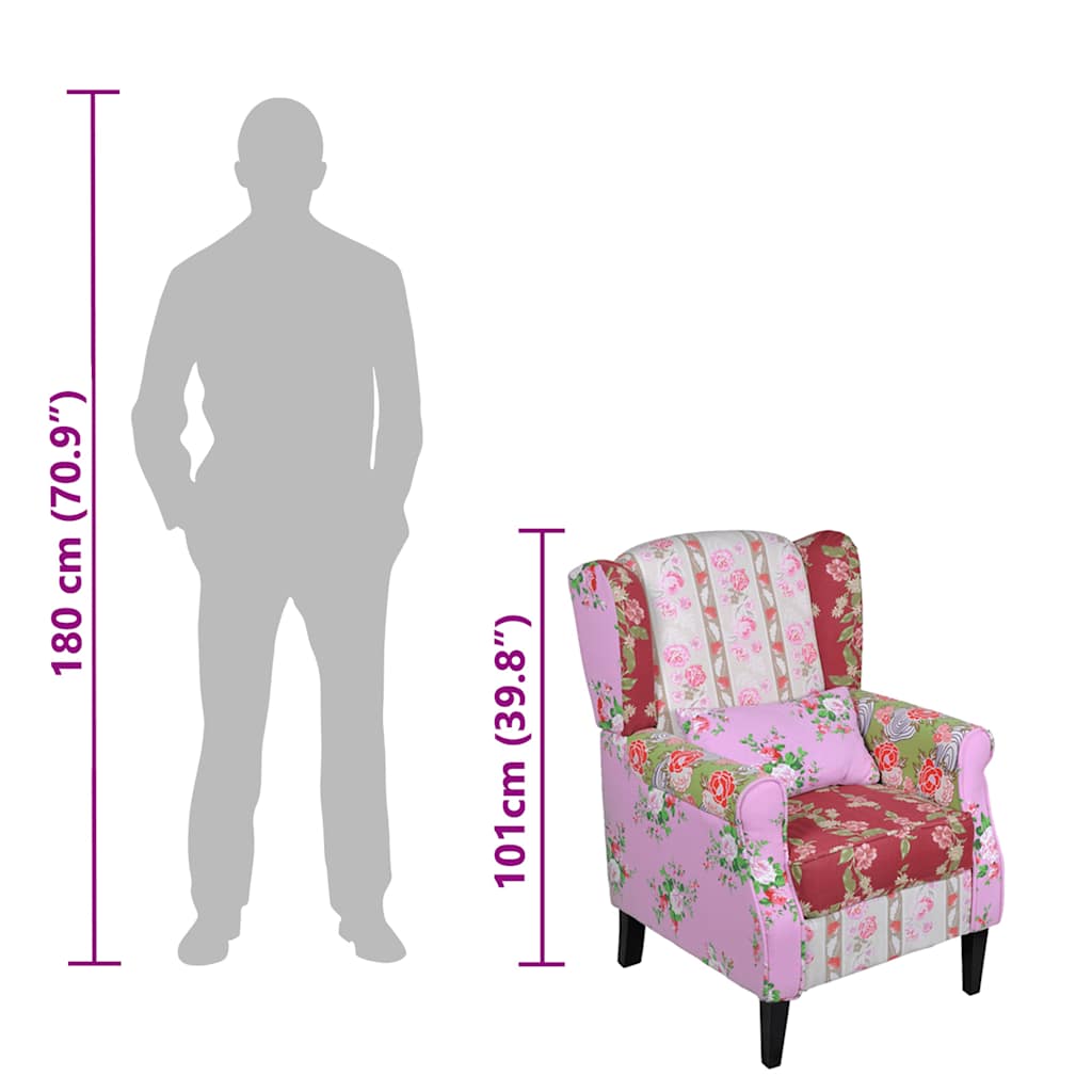Fauteuil avec design de patchwork Tissu