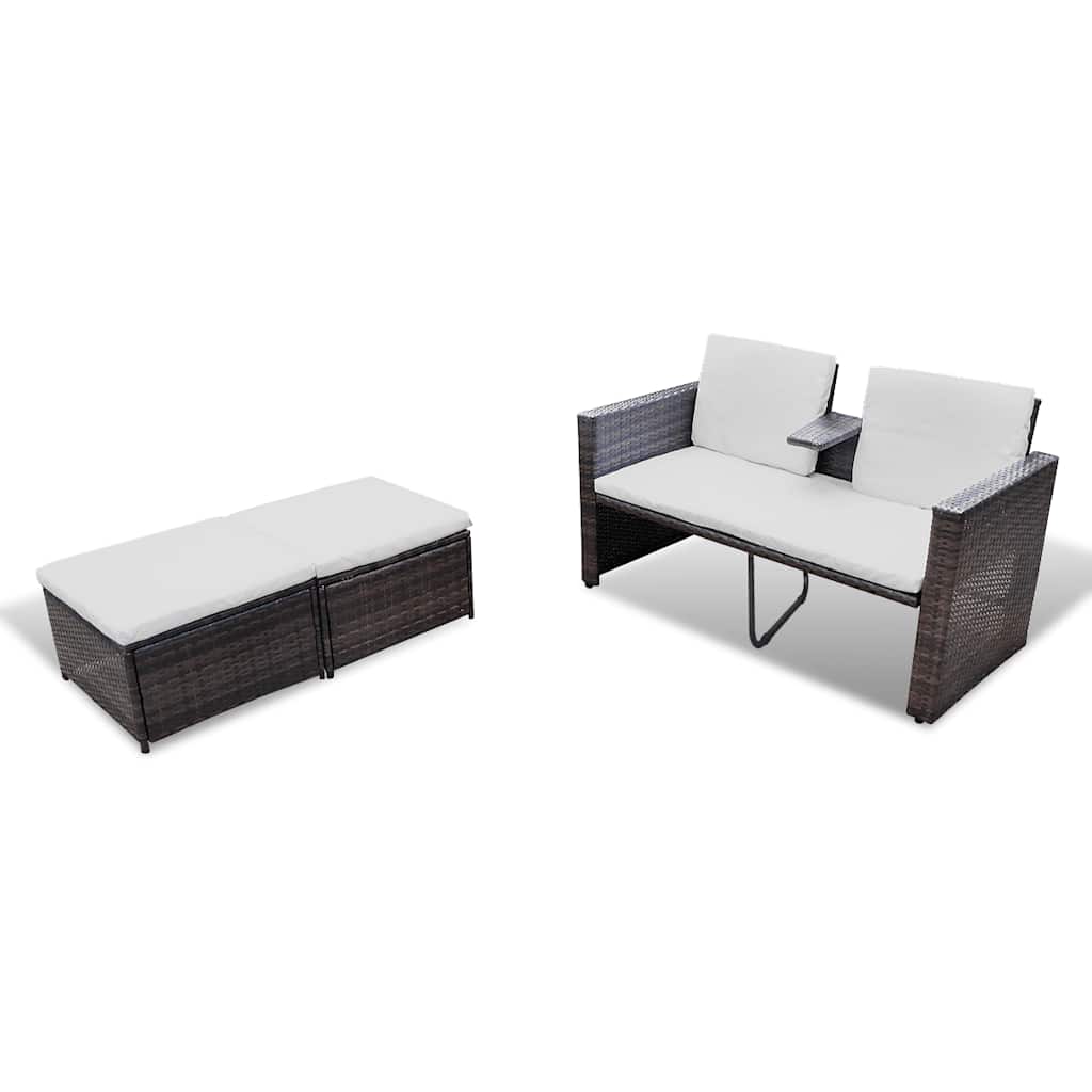 Salon de jardin 4 pcs avec coussins Résine tressée Marron - XIOS