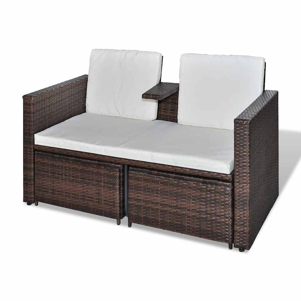 Salon de jardin 4 pcs avec coussins Résine tressée Marron - XIOS