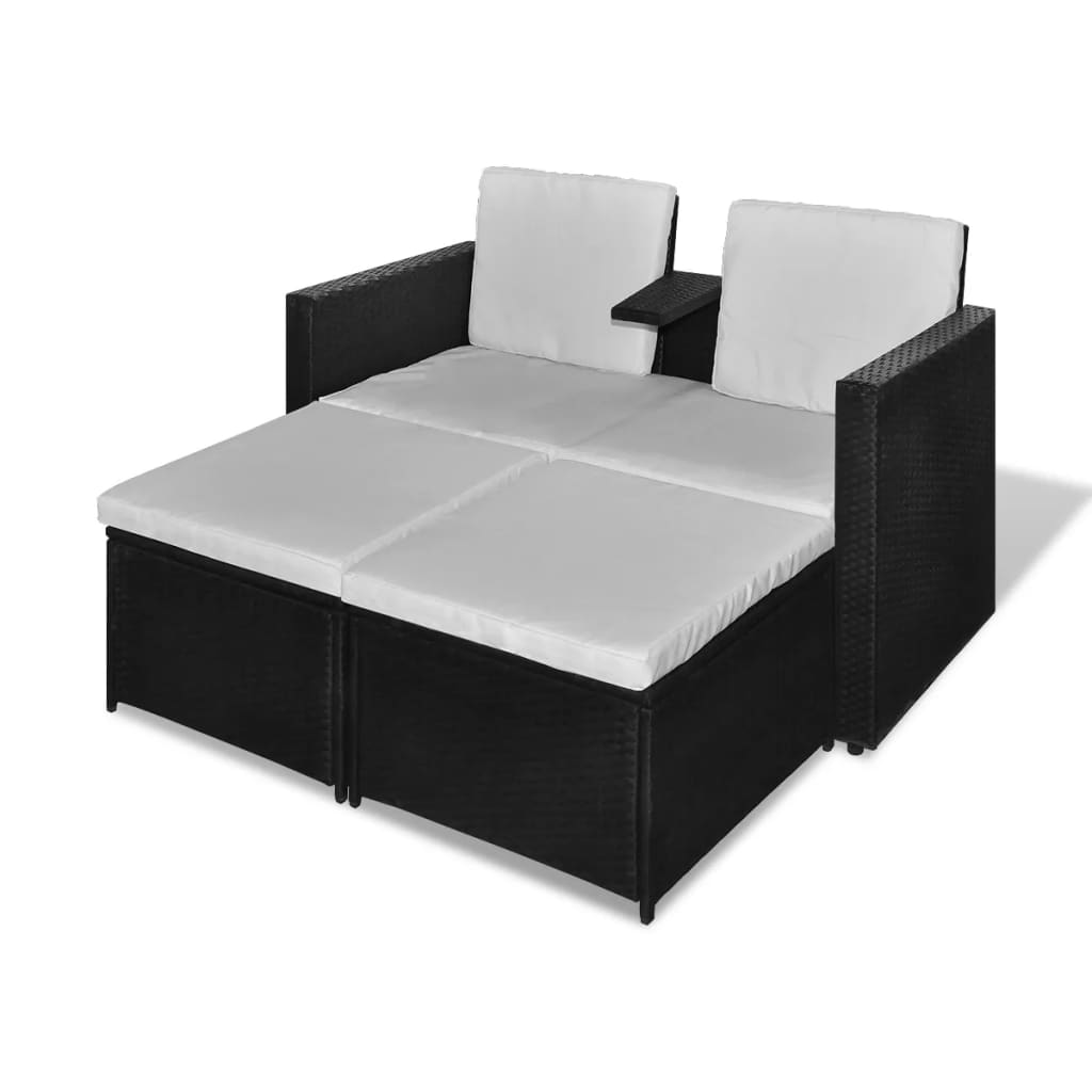 Salon de jardin 4 pcs avec coussins Résine tressée Noir - XIOS