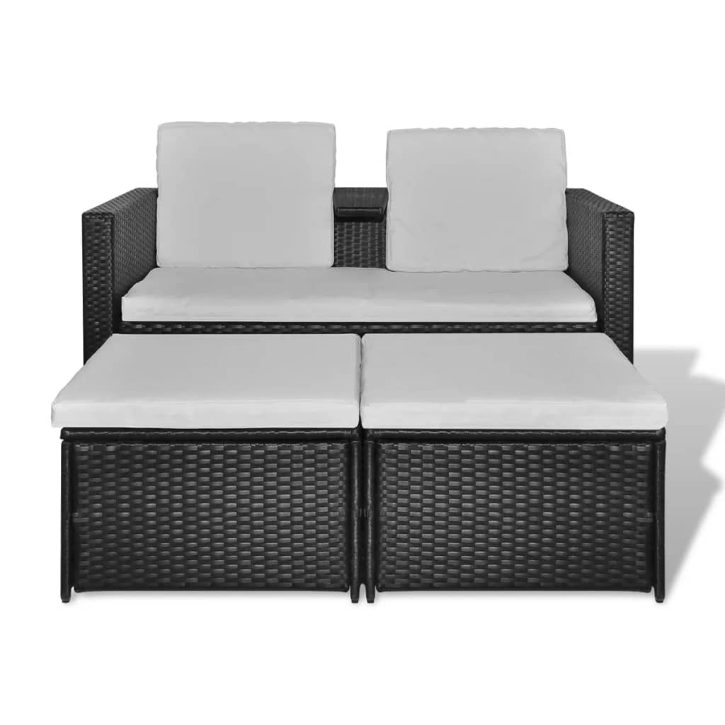 Salon de jardin 4 pcs avec coussins Résine tressée Noir - XIOS