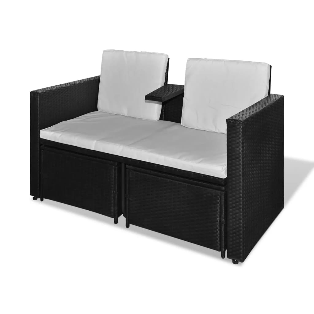 Salon de jardin 4 pcs avec coussins Résine tressée Noir - XIOS