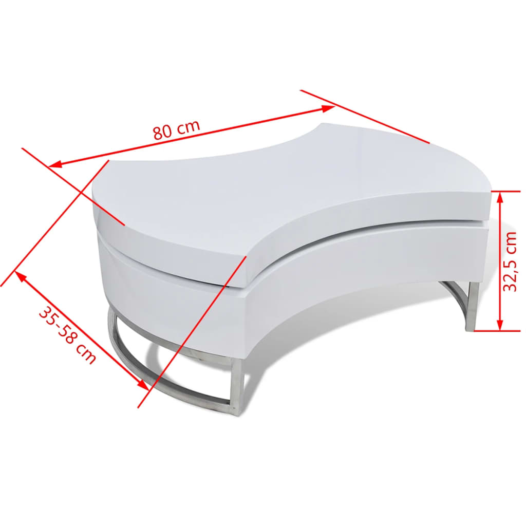 Table basse à forme réglable blanc brillant - XIOS