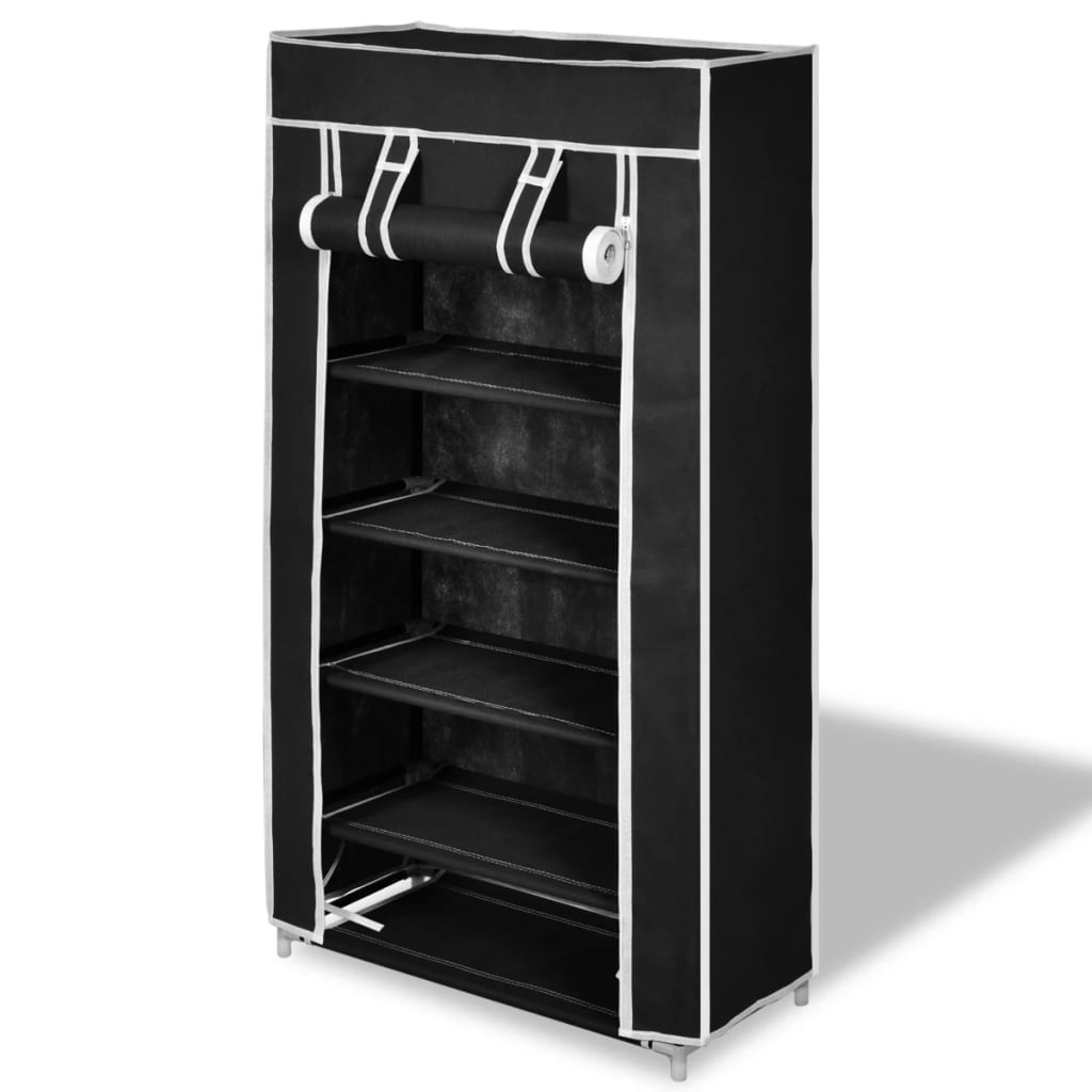 Armoire à chaussures avec housse 58 x 28 x 106 cm Tissu Noir - XIOS
