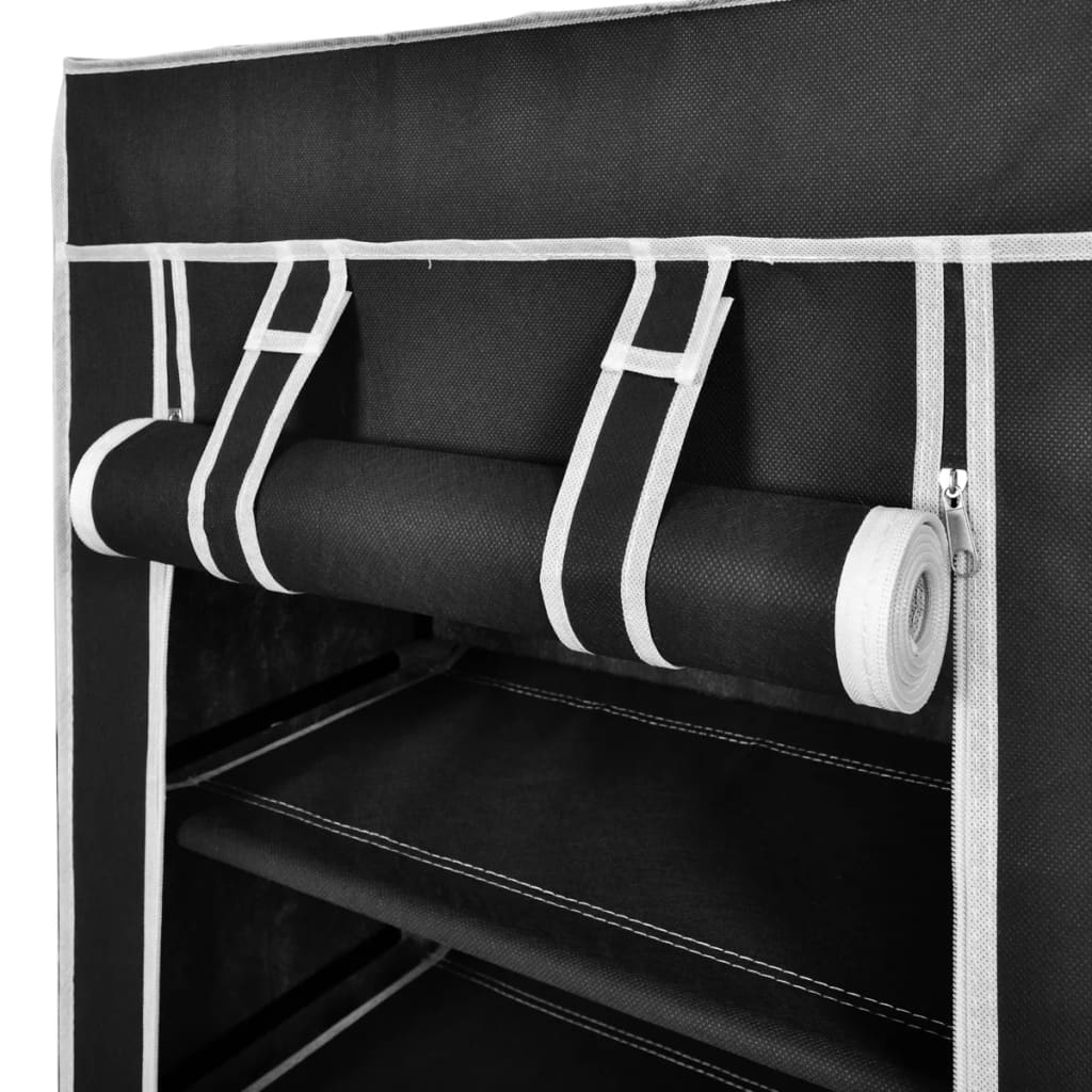 Armoire à chaussures avec housse 58 x 28 x 106 cm Tissu Noir - XIOS