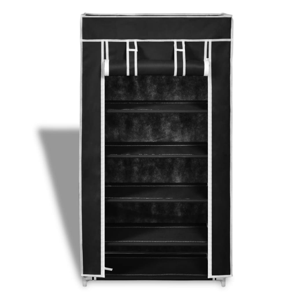 Armoire à chaussures avec housse 58 x 28 x 106 cm Tissu Noir - XIOS