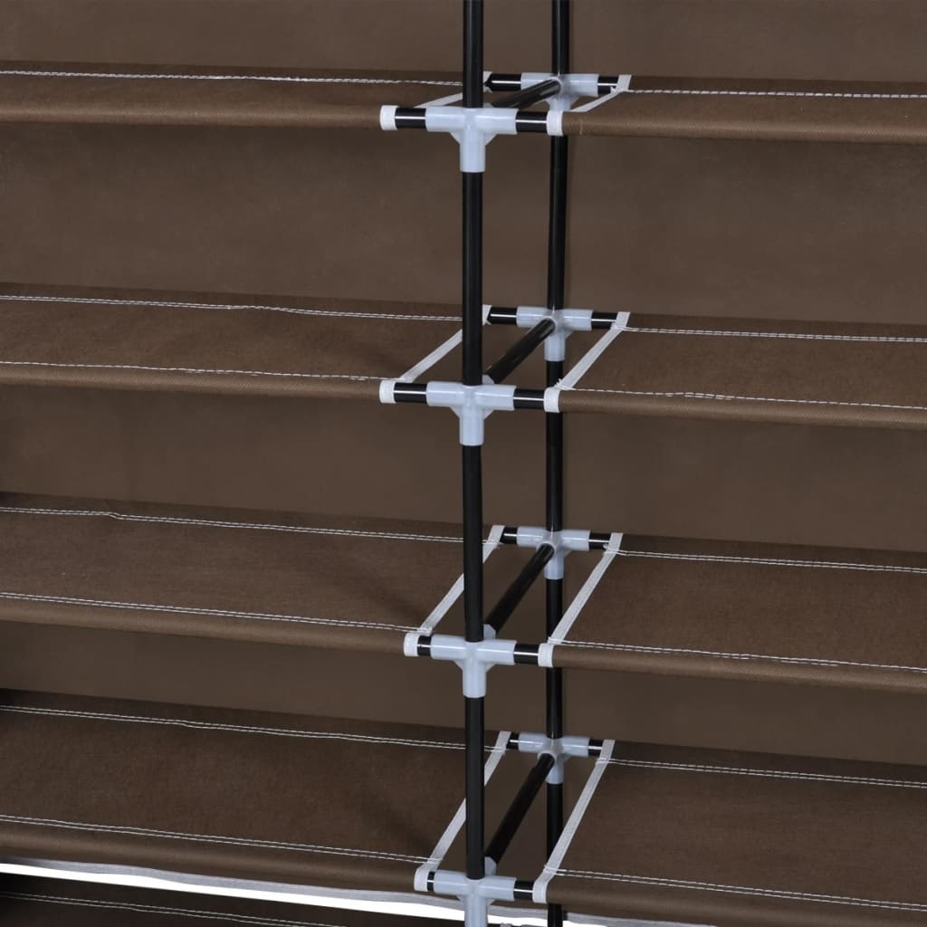 Armoire à chaussures avec housse 115 x 28 x 110 cm Tissu Marron - XIOS