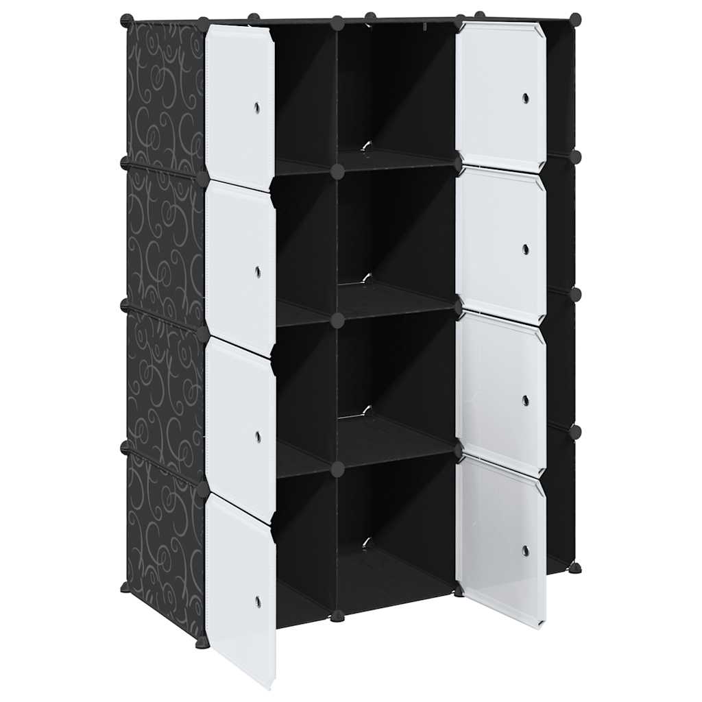 Armoire modulaire 9 compartiments noir et blanc 109x36,5x143 cm - XIOS