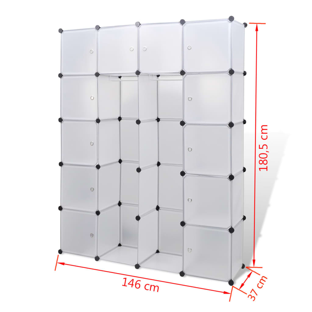 Armoire modulaire 14 compartiments blanc 37 x 146 x 180,5 cm - XIOS